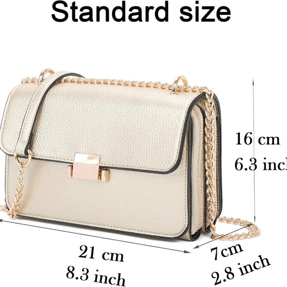 Square Shoulder Bags for Women Chain Strap Crossbody Bag Medium Leather Evening - Picture 5 of 8